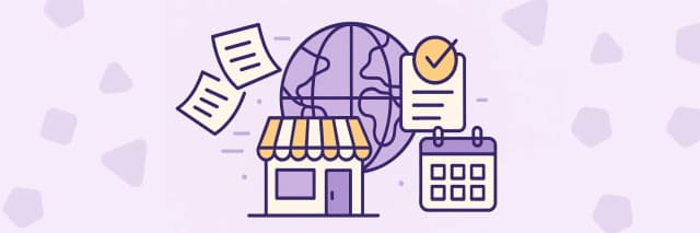 Expedited VAT registration concept with global trade, business storefront, compliance documents, and calendar deadlines illustration.
