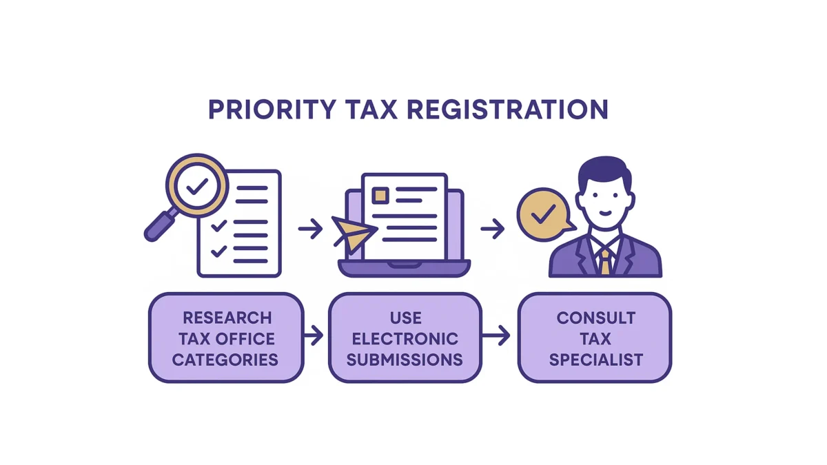 Priority tax registration process with checklist, electronic submissions, and tax specialist consultation for faster VAT approval.